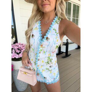 Show Me Your Mumu Villa Vest Top Seaside Treasures Blue Scallop